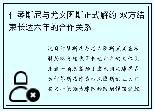 什琴斯尼与尤文图斯正式解约 双方结束长达六年的合作关系 什琴斯尼与尤文图斯正式解约 双方结束长达六年的合作关系